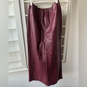 NWT Faux Leather Colette Skirt in Burgundy